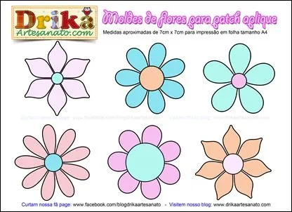 Patchwork moldes flores para patch aplique • Drika Artesanato - O ...