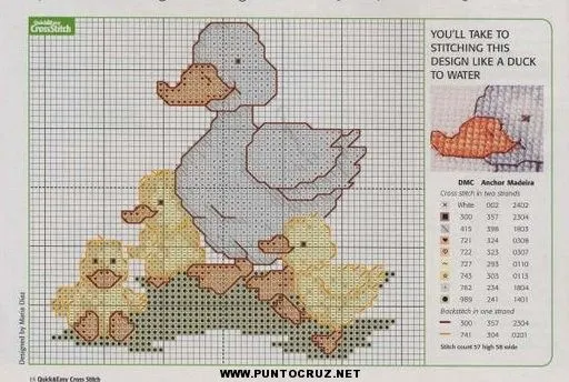 Esquema de patitos en punto cruz | Punto de cruz - Colección de ...