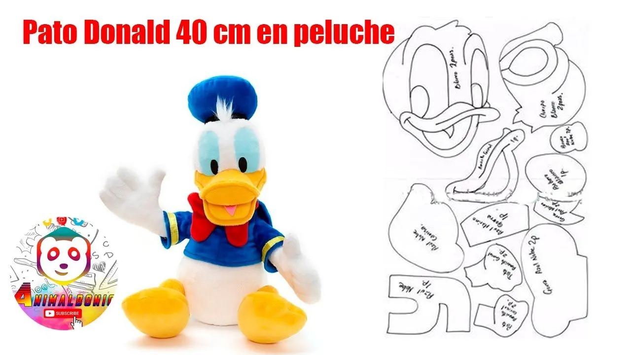 Como hacer pato Donald en peluche, paso a paso, tutorial completo moldes -  YouTube