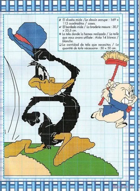 Punto de Cruz GRATIS: PAto Lucas enfadando a Porky Punto de Cruz GRATIS: PAto Lucas enfadando a Porky