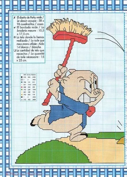 Punto de Cruz GRATIS: PAto Lucas enfadando a Porky Punto de Cruz GRATIS: PAto Lucas enfadando a Porky