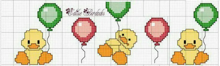 Patos con globos | punto cruz | Pinterest