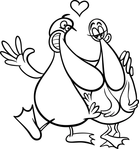 Patos en página para colorear de dibujos animados de amor — Vector ... Patos en página para colorear de dibujos animados de amor — Vector ...