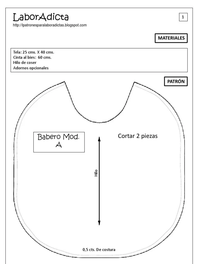 Patron Babero Mod A Talla S | PDF