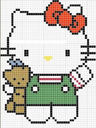 un patrón de bordado a punto de cruz Hello Kitty muy agradable para ... un patrón de bordado a punto de cruz Hello Kitty muy agradable para ...