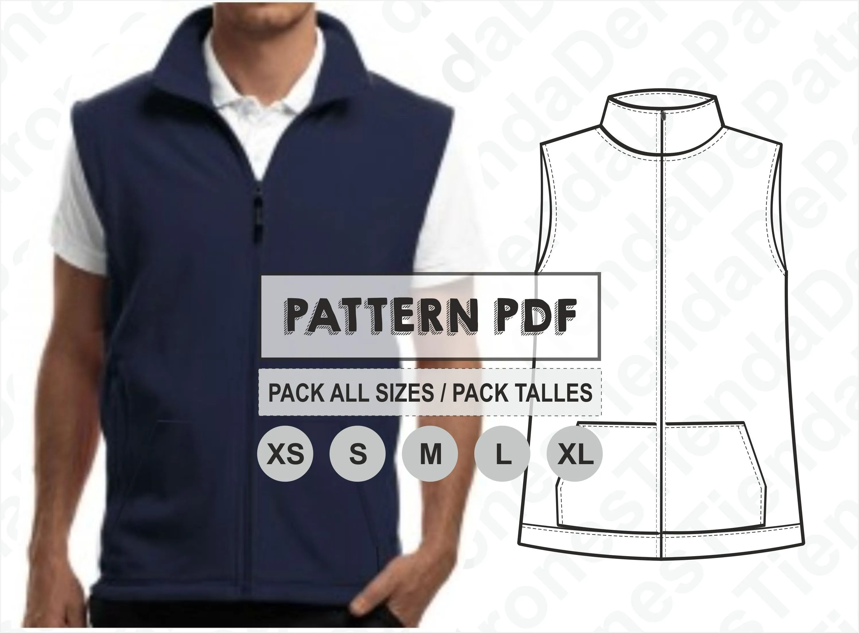 PATRON Chaleco Basico Unisex Patrón de costura Digital Imprimible Patron PDF Pack todos los talles XS al Xl. Descarga Inmediata - Etsy México PATRON Chaleco Basico Unisex Patrón de costura Digital Imprimible Patron PDF Pack todos los talles XS al Xl. Descarga Inmediata - Etsy México