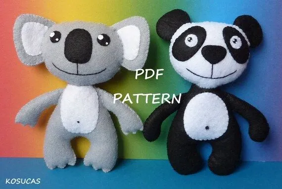 Patrón de costura PDF para hacer un fieltro koala bear por Kosucas