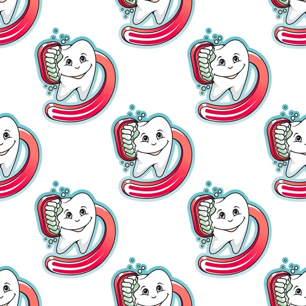 patrón sin costuras dental y cepillo de dibujos animados — Vector ...