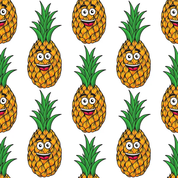 patrón sin costuras feliz piña tropical — Vector stock ...