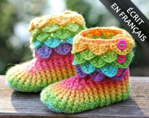 PATRÓN de CROCHET: Botas niño punto cocodrilo por bonitapatterns