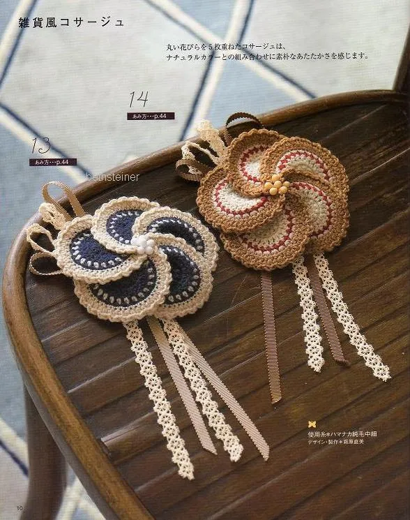 Patron Crochet Broche con Cintas - Patrones Crochet