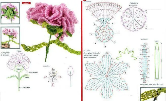 Patron Crochet Flor Clavel - Patrones Crochet