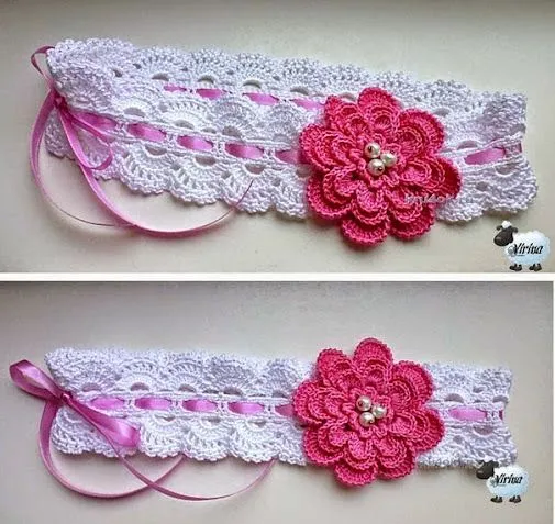 Patrón crochet de vincha con flor Para acompañar vestidos o ...