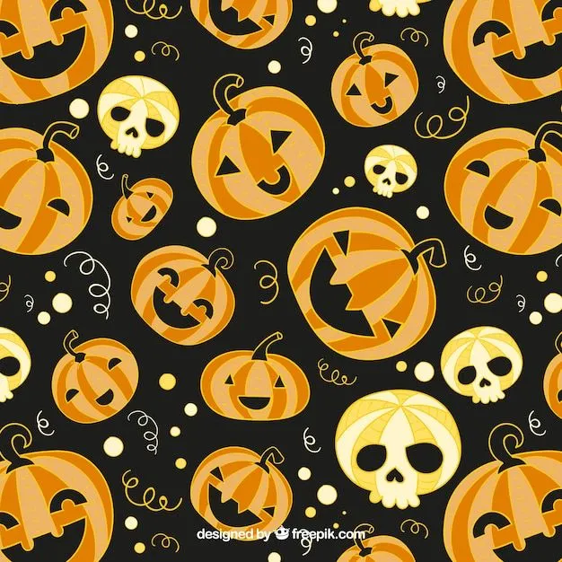 Patrón divertido de halloween con calabazas y calaveras ... Patrón divertido de halloween con calabazas y calaveras ...