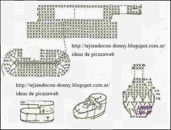 Patron para hacer escarpines en crochet - Imagui