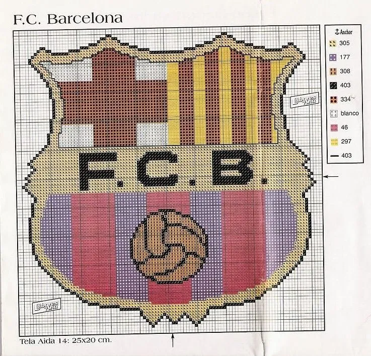 patron del escudo del barcelona en punto de cruz patron del escudo del barcelona en punto de cruz
