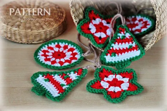 Patrón de ganchillo Crochet adornos navideños patrón por ZoomYummy Patrón de ganchillo Crochet adornos navideños patrón por ZoomYummy