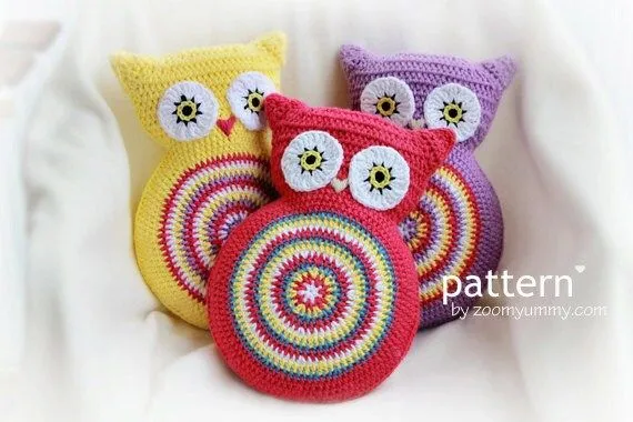 Patrón de ganchillo Crochet el buho cojín patrón Nº por ZoomYummy Patrón de ganchillo Crochet el buho cojín patrón Nº por ZoomYummy