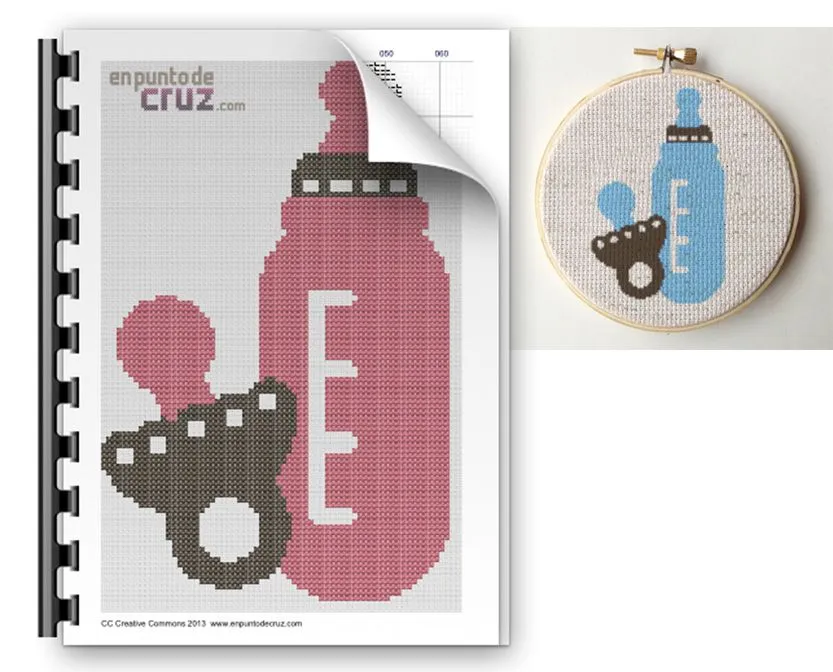 Patrón gratis semanal en punto de cruz: Chupete y biberón | EnPuntoDeCruz.com Patrón gratis semanal en punto de cruz: Chupete y biberón | EnPuntoDeCruz.com