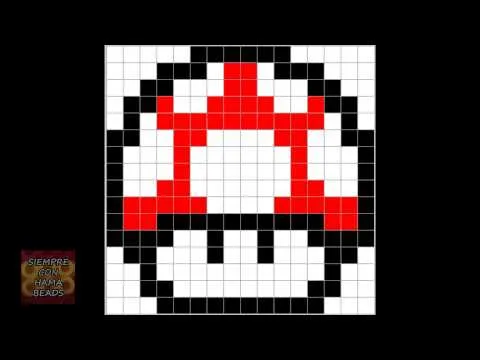 Patrón Hama Beads - Seta Super Mario Bros - YouTube Patrón Hama Beads - Seta Super Mario Bros - YouTube