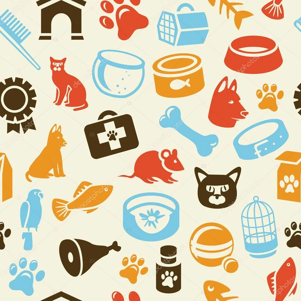 patrón con iconos de perros y gatos graciosos — Vector stock ...