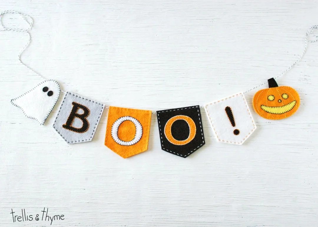 Patrón PDF BOO Patrón de bandera de fieltro de Halloween - Etsy México Patrón PDF BOO Patrón de bandera de fieltro de Halloween - Etsy México
