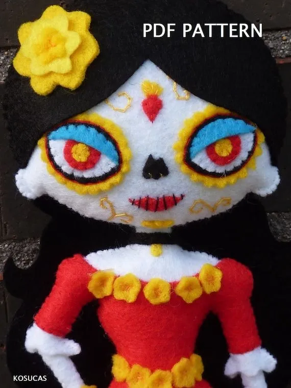 Patrón PDF para hacer una Catrina fieltro. - Etsy México Patrón PDF para hacer una Catrina fieltro. - Etsy México