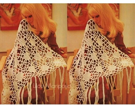 Patron pdf de tejido crochet rosas rebozo reboso por Liloumariposa