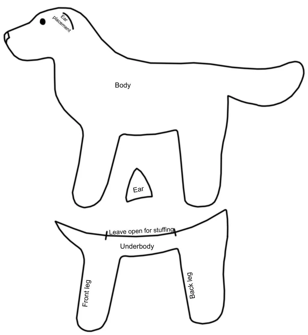 Patrón para hacer un peluche en fieltro con forma de perro - Broches de Fieltro Patrón para hacer un peluche en fieltro con forma de perro - Broches de Fieltro