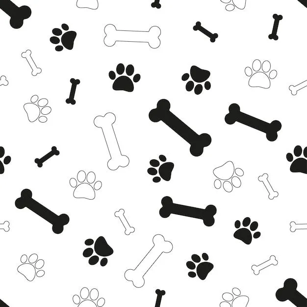 Patrón de perros en estilo garabato con huesos y patas sobre fondo blanco ilustración de vector de garabato lindo patrón sin costuras para niños imprimir | Vector Premium Patrón de perros en estilo garabato con huesos y patas sobre fondo blanco ilustración de vector de garabato lindo patrón sin costuras para niños imprimir | Vector Premium