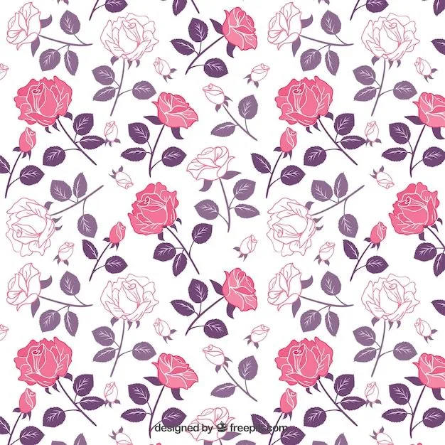 Patrón de rosas en tonos rosa y morado | Descargar Vectores gratis Patrón de rosas en tonos rosa y morado | Descargar Vectores gratis
