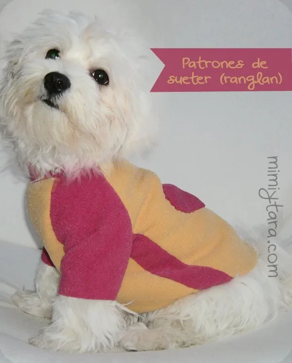 Patrón de suéter para perro con manga ranglán | Mimi y Tara