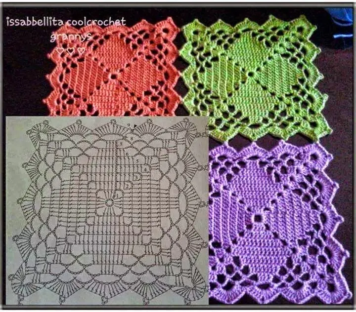 Patrón para tejer cuadrado (granny) al crochet para confeccionar ...