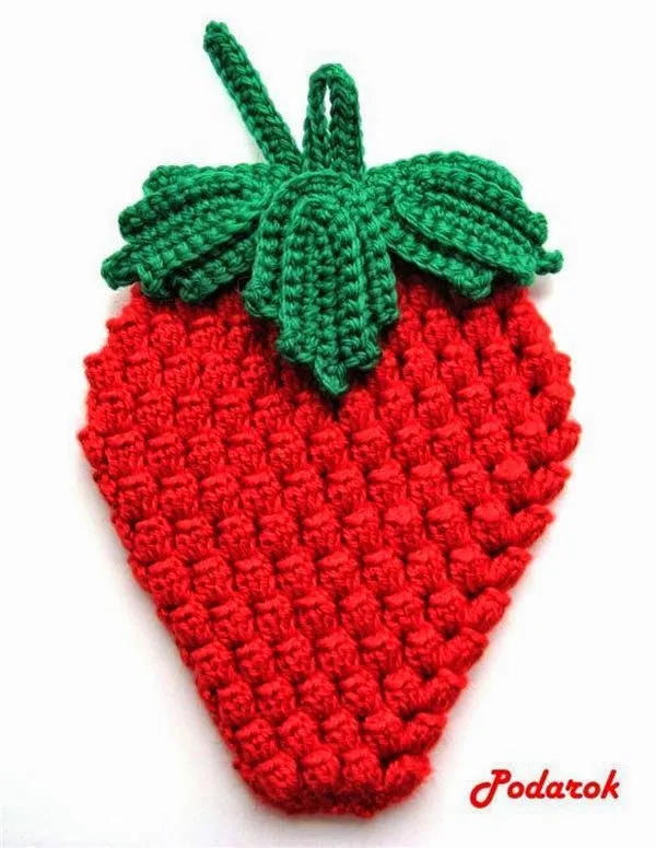 Patrones de Agarradera con forma de frutilla super fácil al ... Patrones de Agarradera con forma de frutilla super fácil al ...