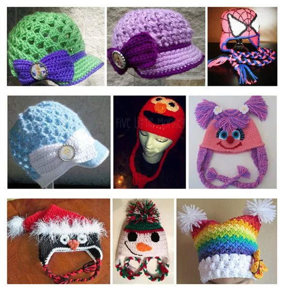 Gorros de crochet con forma de animales - Imagui