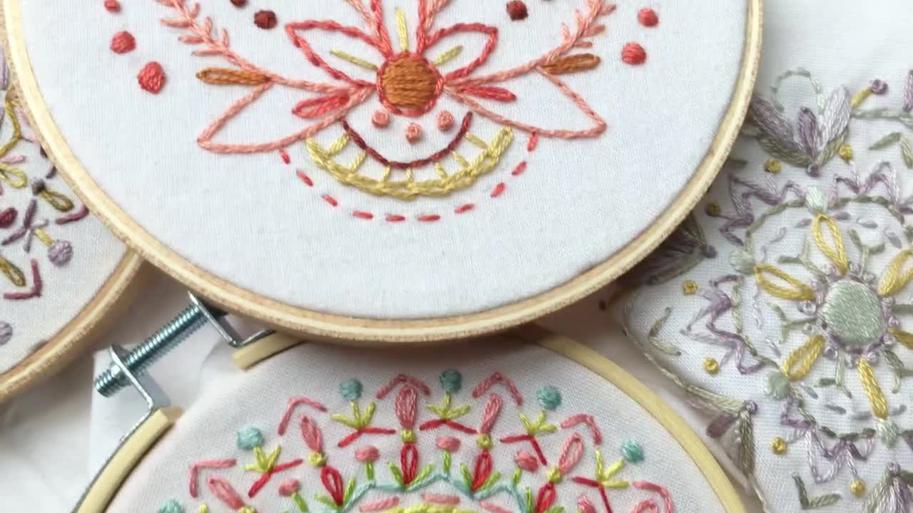 4 patrones de bordado descarga en PDF loto mandala diseños - Etsy México