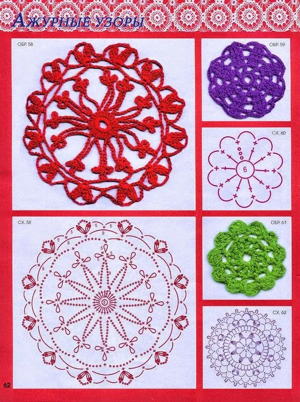 Patrones de carpetas y apliques circulares para tejer con ...