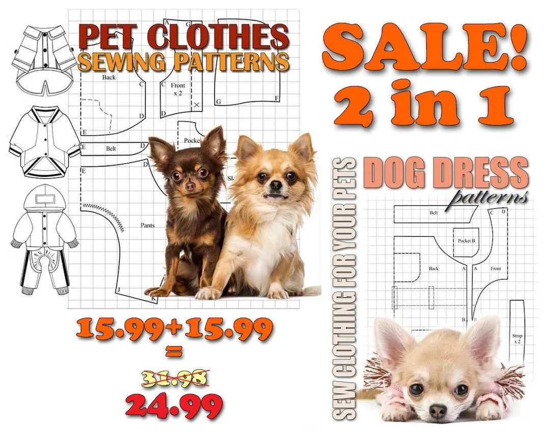 2 en 1 Patrones de costura de ropa para perros para todos - Etsy México 2 en 1 Patrones de costura de ropa para perros para todos - Etsy México