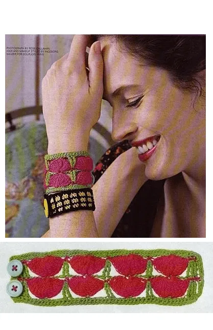 Pulsera de Crochet Medias Lunas - Patrones Crochet Pulsera de Crochet Medias Lunas - Patrones Crochet