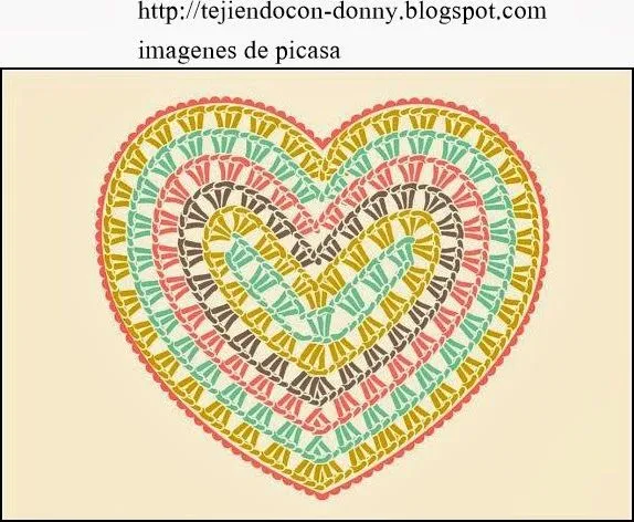 PATRONES - CROCHET - GANCHILLO - GRAFICOS: CORAZÓN TEJIDO A GANCHILLO