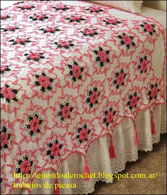 PATRONES - CROCHET - GANCHILLO - GRAFICOS: COLCHA TEJIDA A CROCHET ...