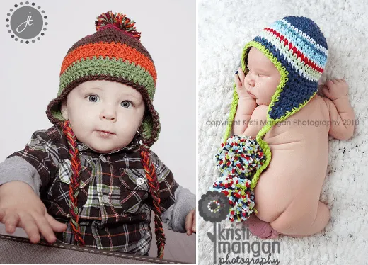Patrones crochet: gorros con orejeras para niños y bebés ...