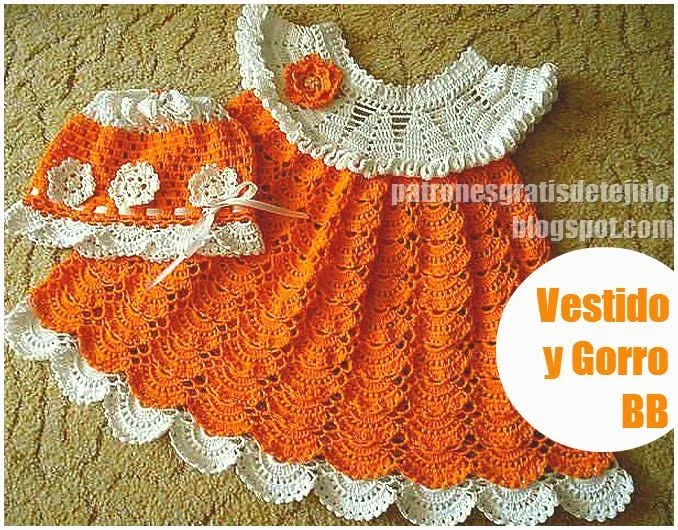 Patrones crochet de vestido infantil en punto abanico | Crochet y ...