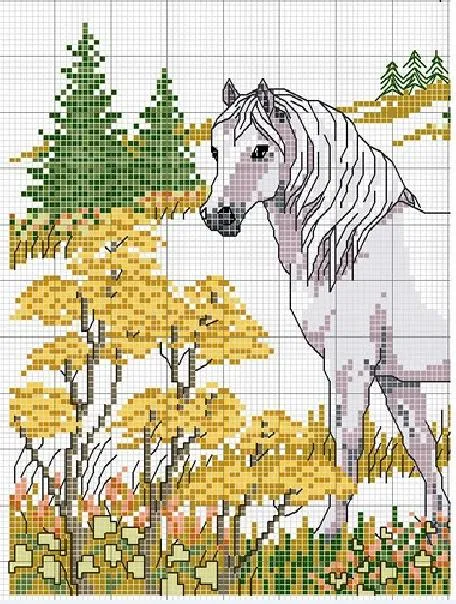 Patrones y esquemas gratis: Gráfico de un caballo en el prado Patrones y esquemas gratis: Gráfico de un caballo en el prado