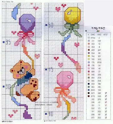 Patrones y esquemas gratis: osito con globos