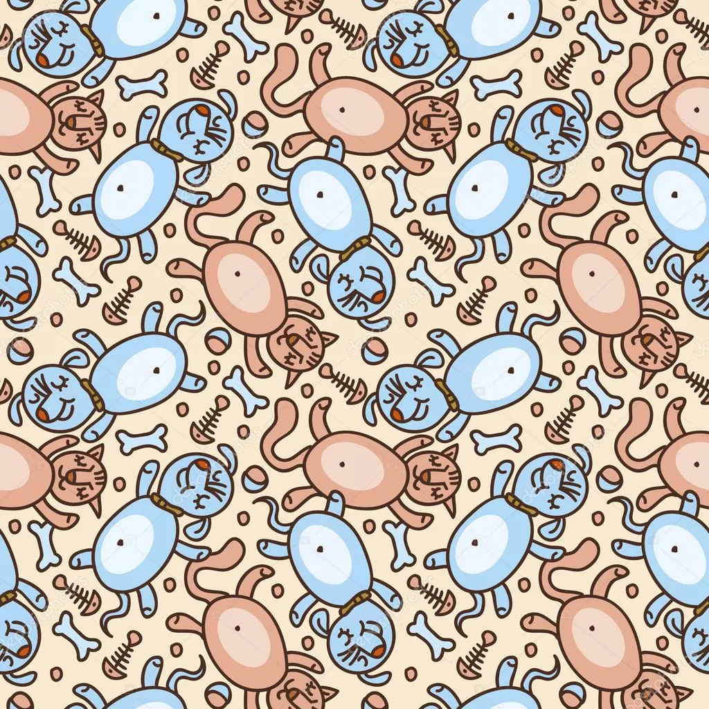 patrones sin fisuras con perros y gatos graciosos — Vector stock ...