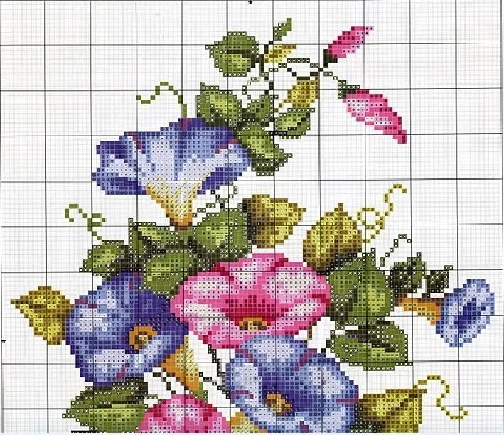 patrones flores en punto de cruz | Manualidades | Pinterest ...