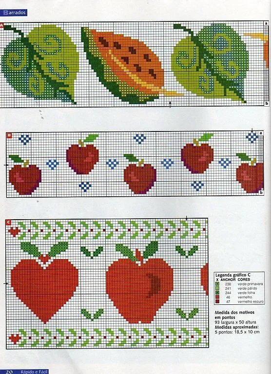 Patrones de frutas y verduras en punto de cruz - Imagui