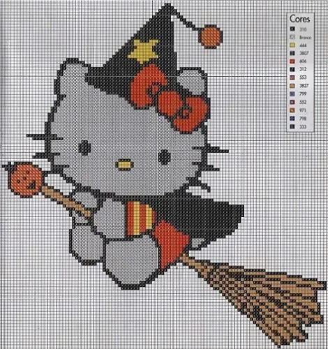 Hello Kitty punto cruz para imprimir para baberos - Imagui