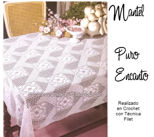 Patrones de mantel Puro Encanto - técnica crochet filet Patrones de mantel Puro Encanto - técnica crochet filet